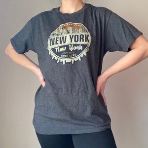 Dark Gray New York Bottle Cap Short Sleeved Tee